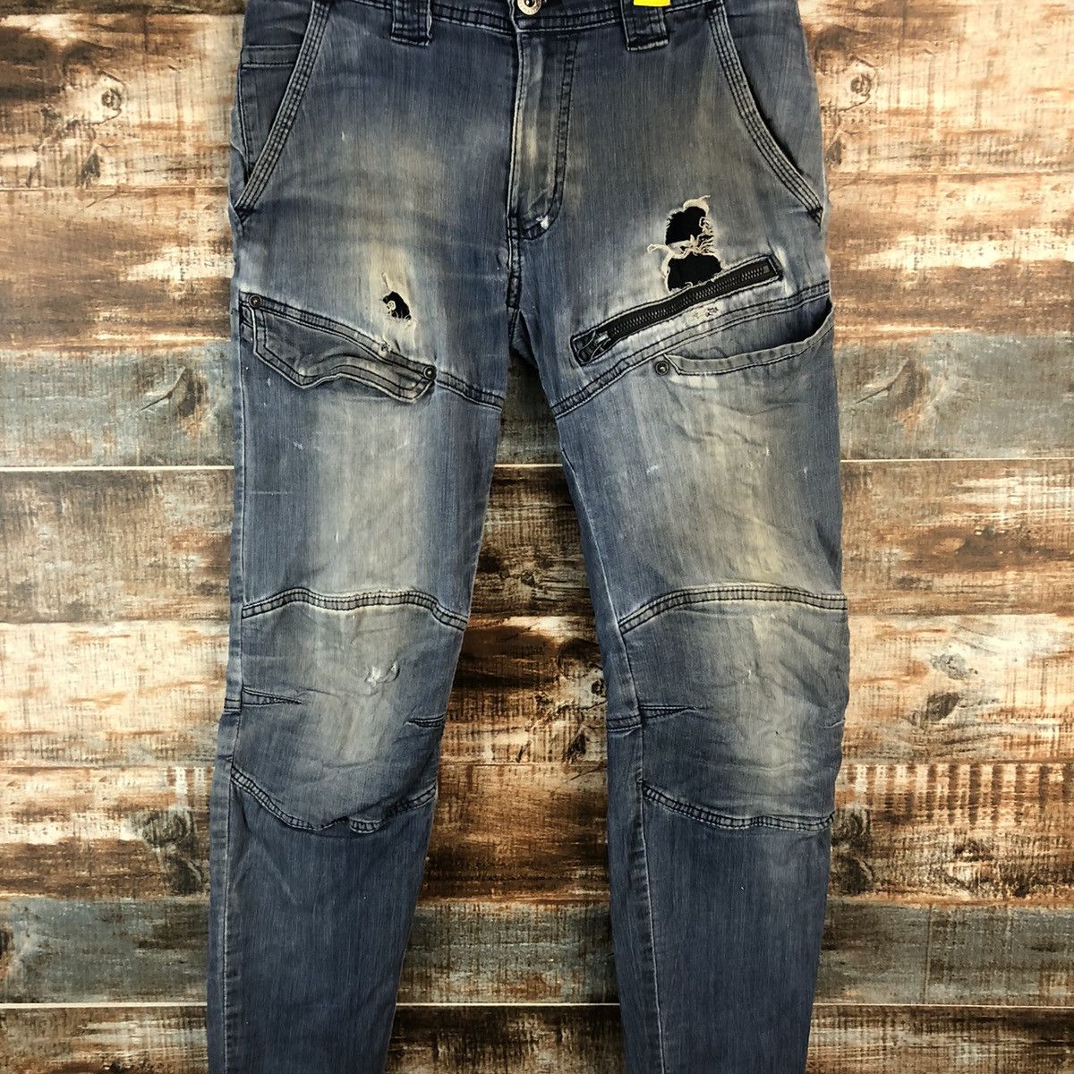 Japanese Brand Field Core Blue Distressed ripped Denim Pants #A2109 Size US 29 - 5 Thumbnail