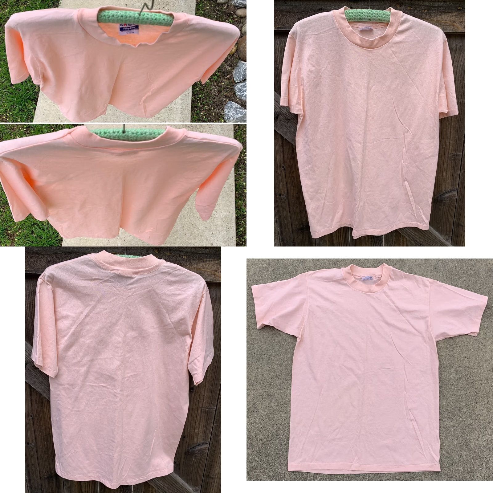 Hanes VINTAGE Hanes Fifty Fifty T-Shirt Men Regular L Pastel Solid 1980s USA Single Stitch Size US L / EU 52-54 / 3 - 8 Thumbnail