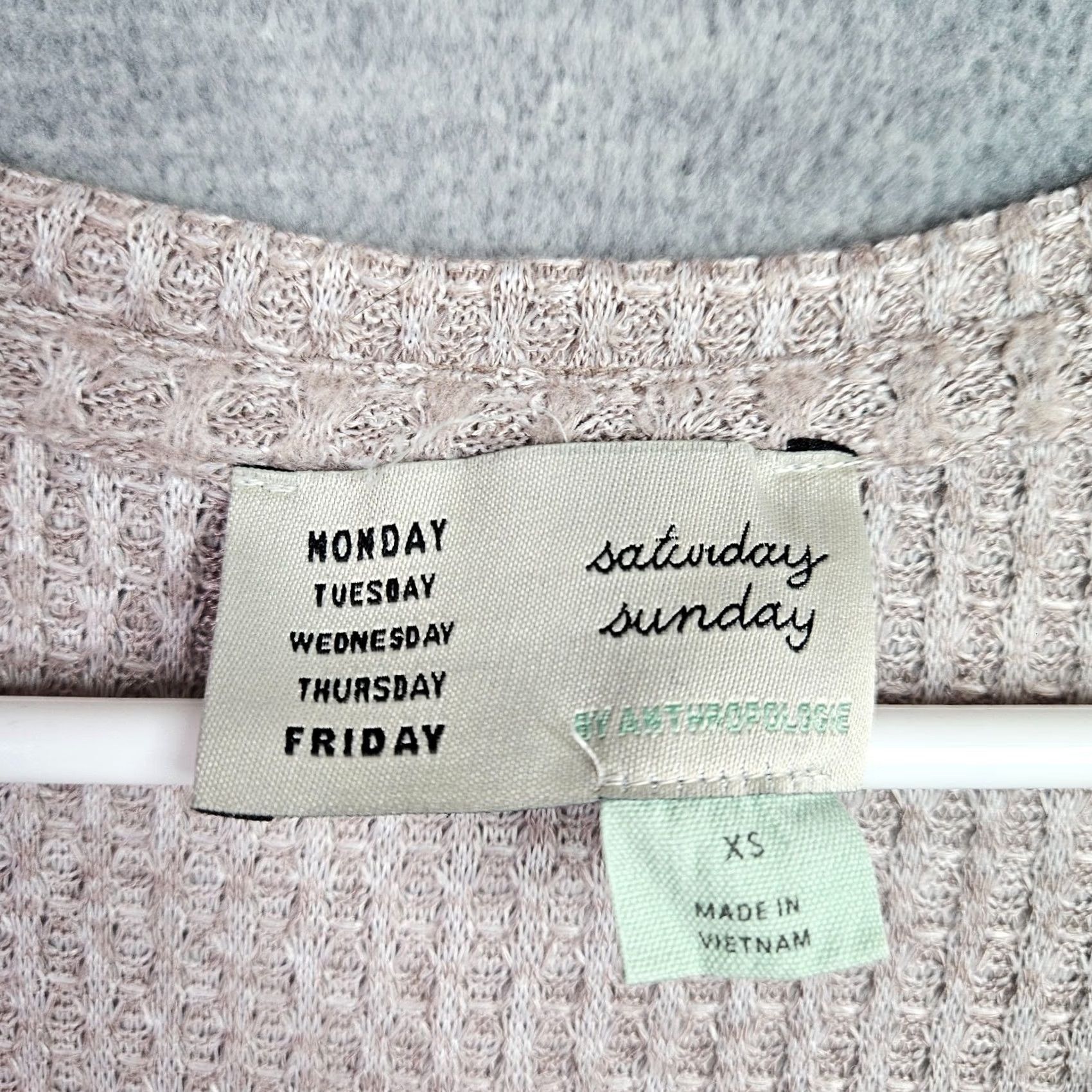 Anthropologie Anthropologie Saturday Sunday Women XS Waffle Knit Peplum Top Beige Size XS / US 0-2 / IT 36-38 - 4 Thumbnail