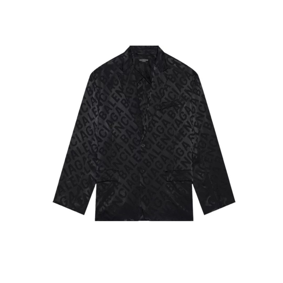Balenciaga o1in1g1024 Large Allover Logo Fluid Jacket in Black Size XS / US 0-2 / IT 36-38 - 1 Thumbnail
