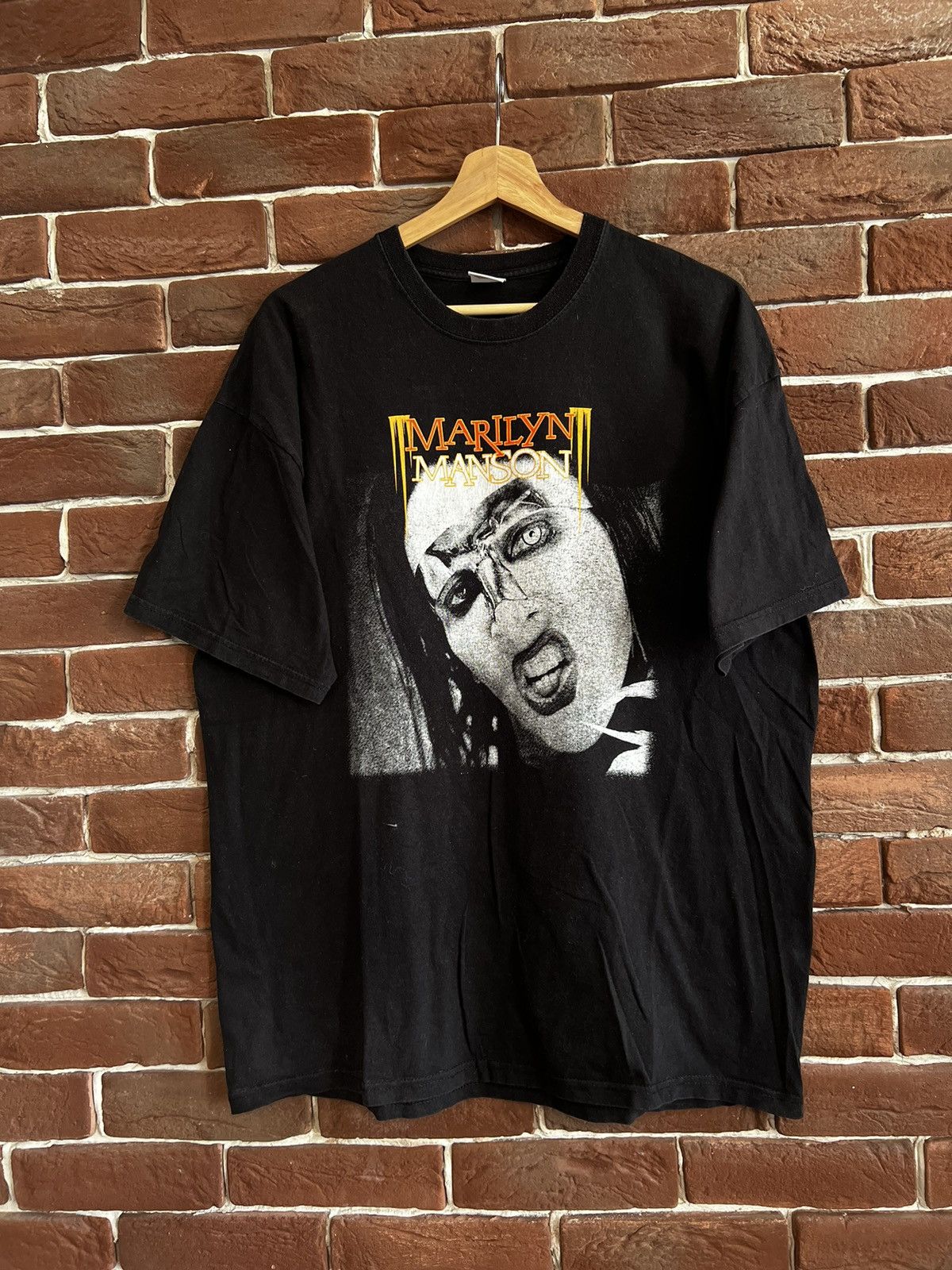 image of Band Tees x Marilyn Manson Vintage 00S Marilyn Manson European Tour Metal Band Tee in Black (Size X