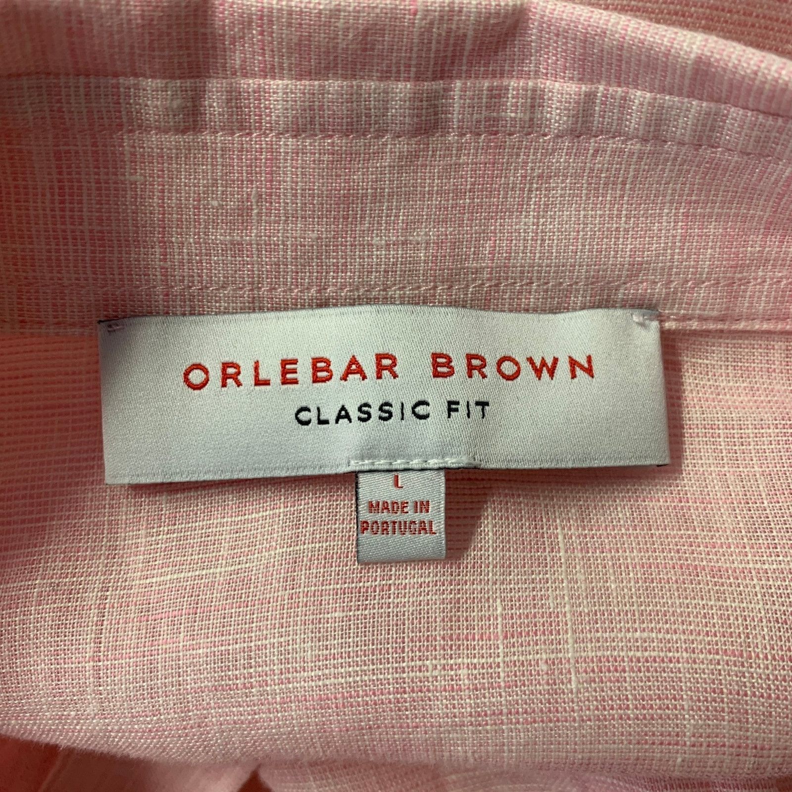 Orlebar Brown Size L Pink Chambray Linen Pointed Collar L/S Shirt Size US L / EU 52-54 / 3 - 5 Thumbnail