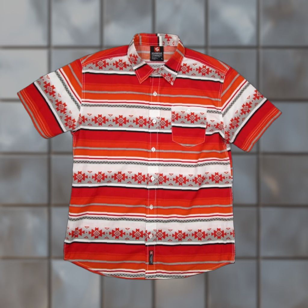 Southpole Southpole Shirt Men Large Red Button-Up Southwest Geometric Aztec Streetwear Casual Size US L / EU 52-54 / 3 - 1 Thumbnail
