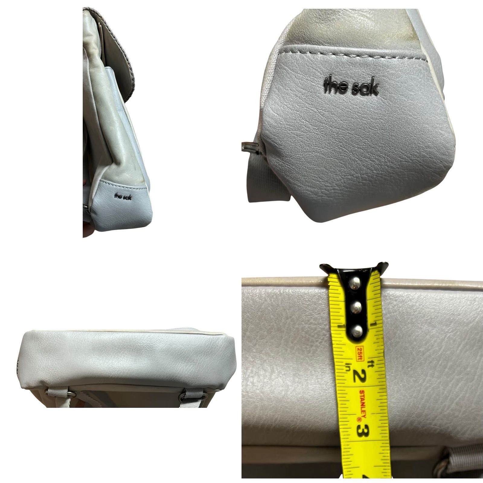 The Sak VINTAGE The Sak Ventura Backpack Purse Messenger Bag Gray Distressed Embossed Women's Size ONE SIZE - 8 Thumbnail