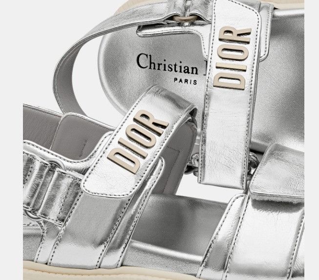 Dior o1w1db11124 Metallic Calfskin Dioract Sandals in Silver Size US 7 / IT 37 - 5 Thumbnail