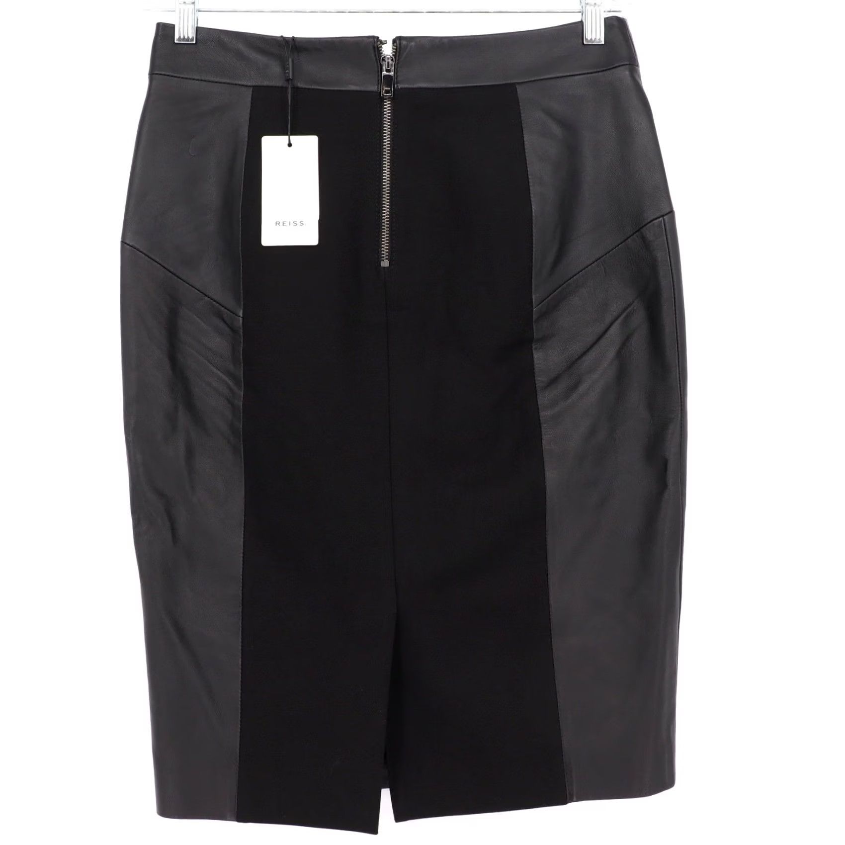 Reiss Reiss Reagan Sheep Leather Pencil Skirt Women's 8 Black Zip Back NWT Size 30" / US 8 / IT 44 - 2 Thumbnail