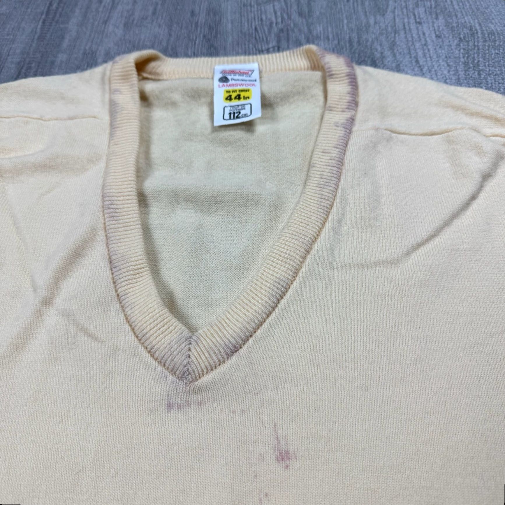 Vintage VINTAGE St. Michael Sweater Adult 44 Yellow Wool V-Neck Knit Pullover UK Made Mens Size US XXL / EU 58 / 5 - 3 Thumbnail