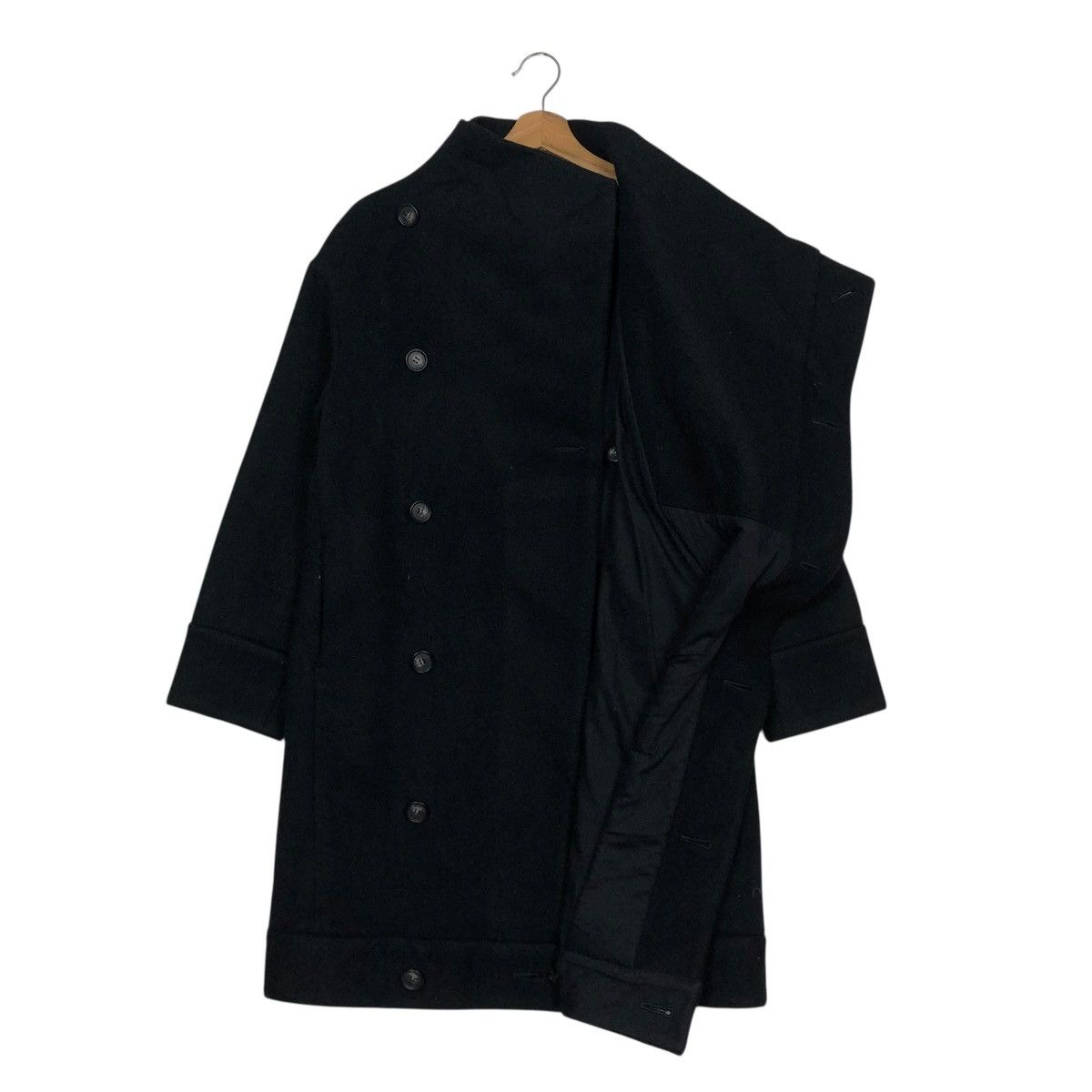 🔥RICH BLACK DOUBLE BREAST LAYER DESIGN LONG WOOL CHALAYAN