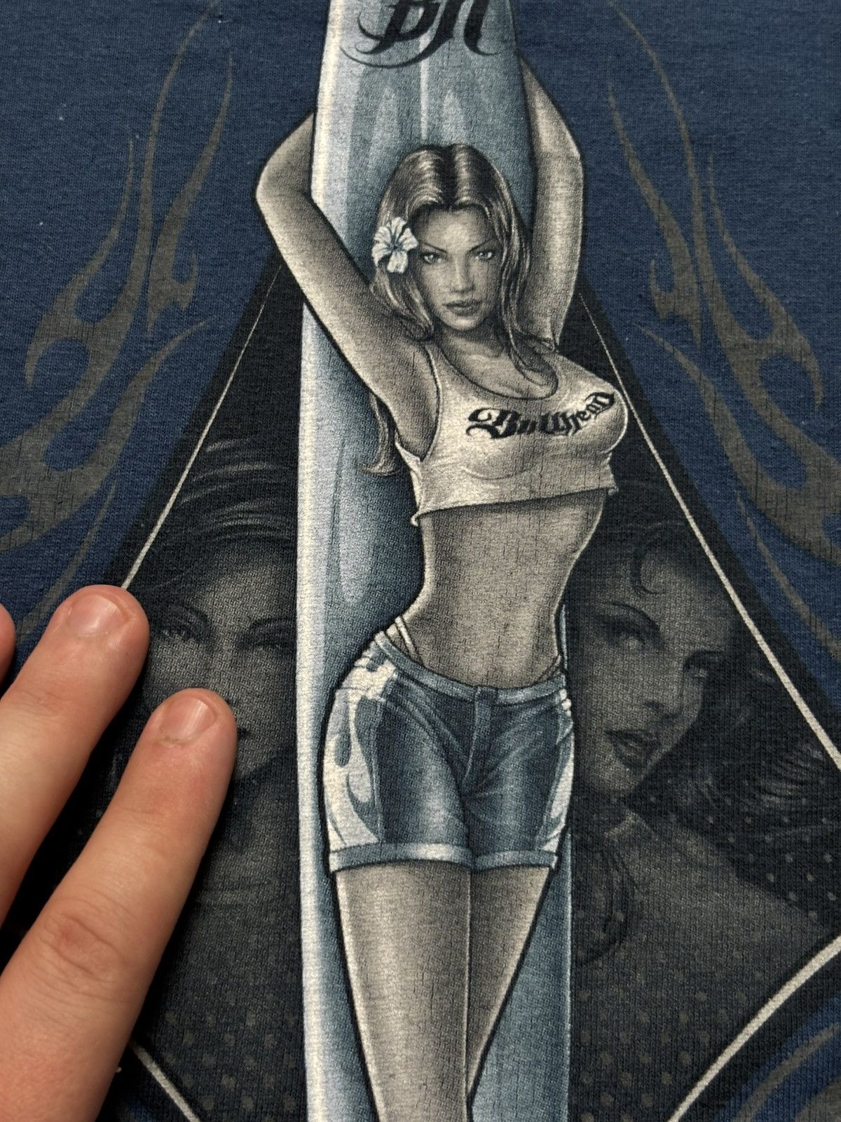 Bullhead Denim Co. × Vintage Vintage Bullhead T Shirt Hot Girl Surf 90s Y2K Mens XL Size US XL / EU 56 / 4 - 8 Thumbnail