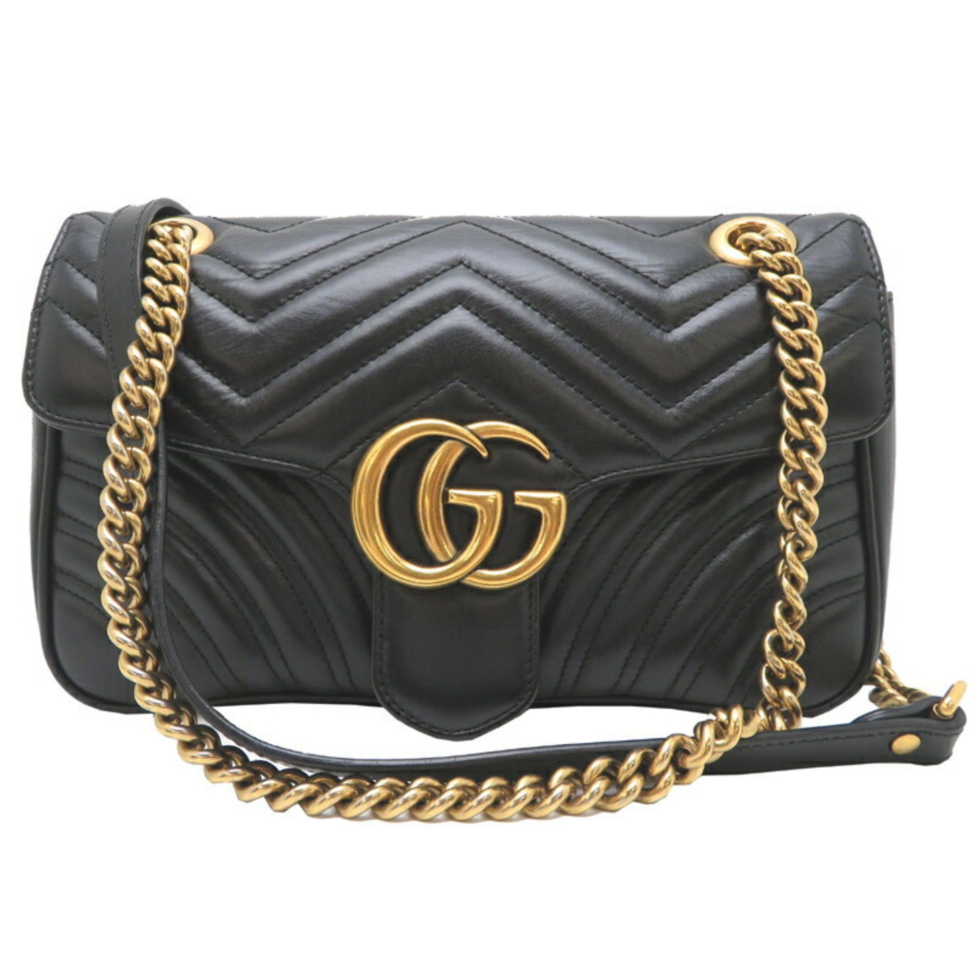 Gucci GG Marmont Women's Shoulder Bag 443497 Leather Black