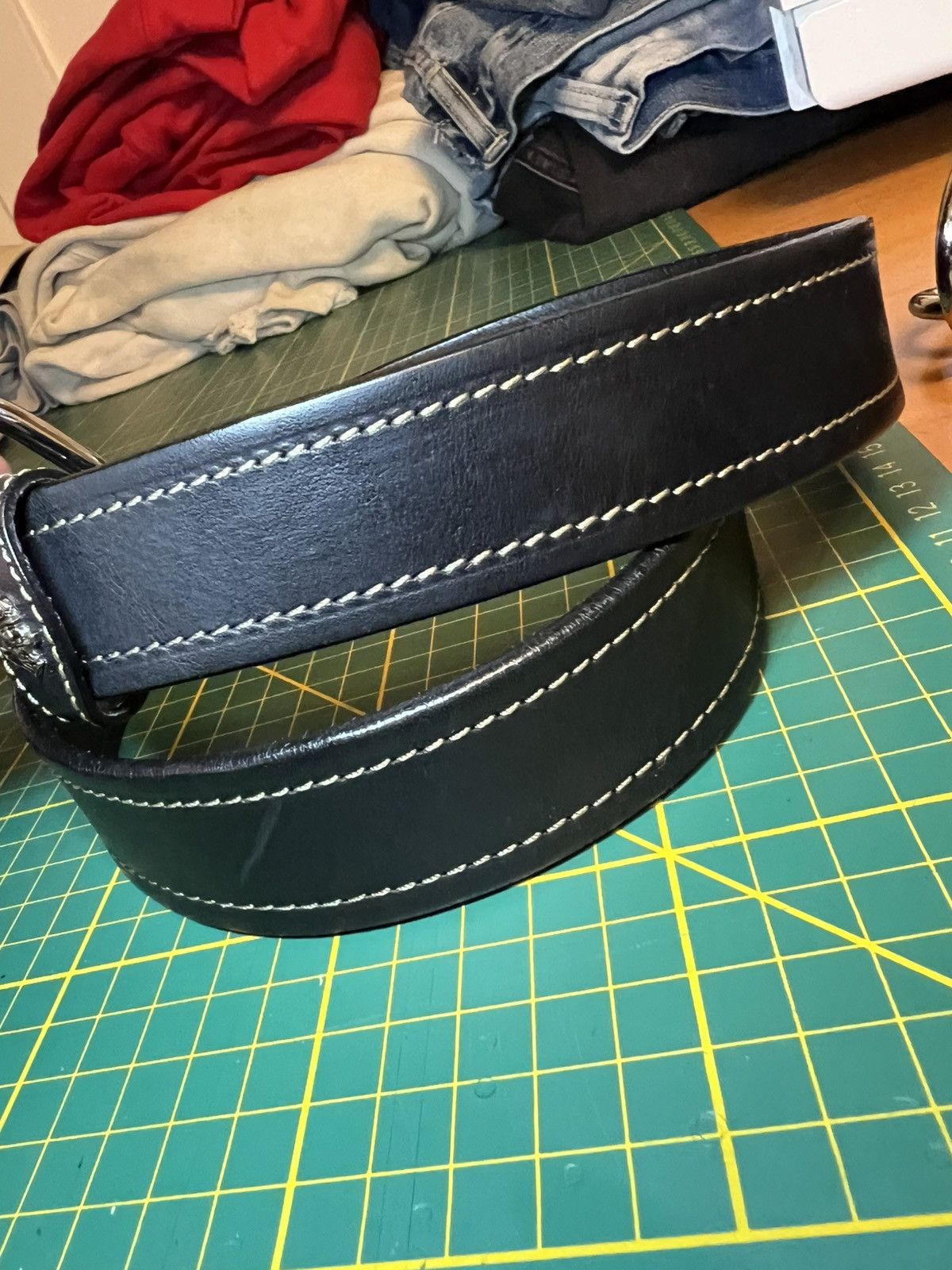 Vintage Vintage Sina Cova thick fully adjustable leather strap belt Size ONE SIZE - 7 Thumbnail