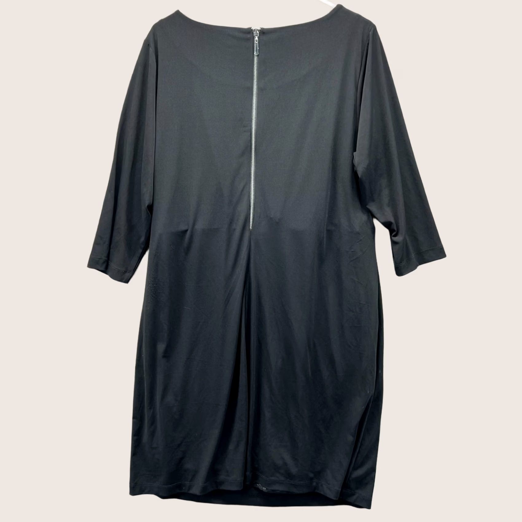 Vintage Chico's Dress Womens 2.5 Black 3/4 Sleeve Polyester Knit Shift Knee Length Preppy Size XS / US 0-2 / IT 36-38 - 1 Thumbnail