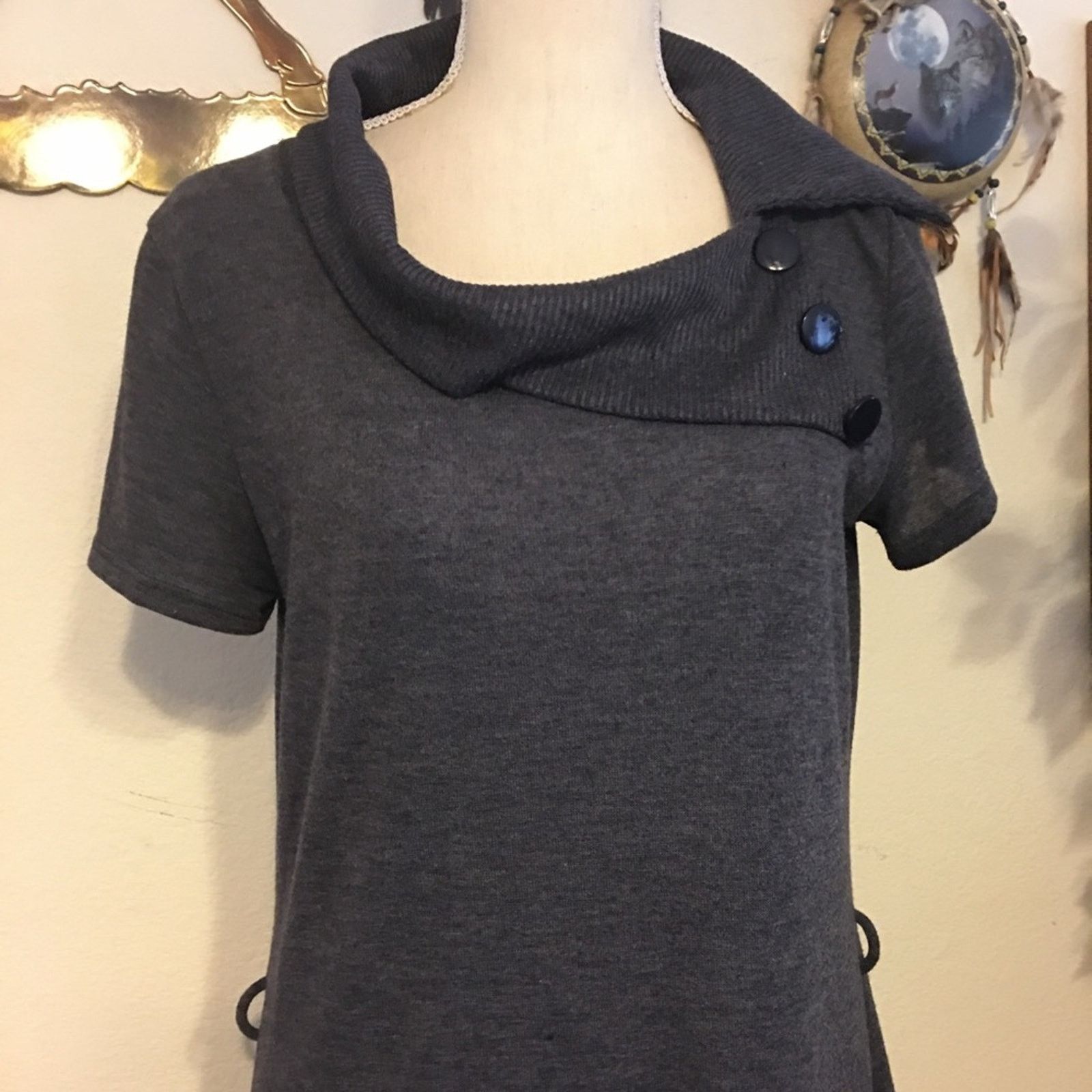 Other Tempted gray short sleeve tunic sweater XL Size XL / US 12-14 / IT 48-50 - 2 Thumbnail