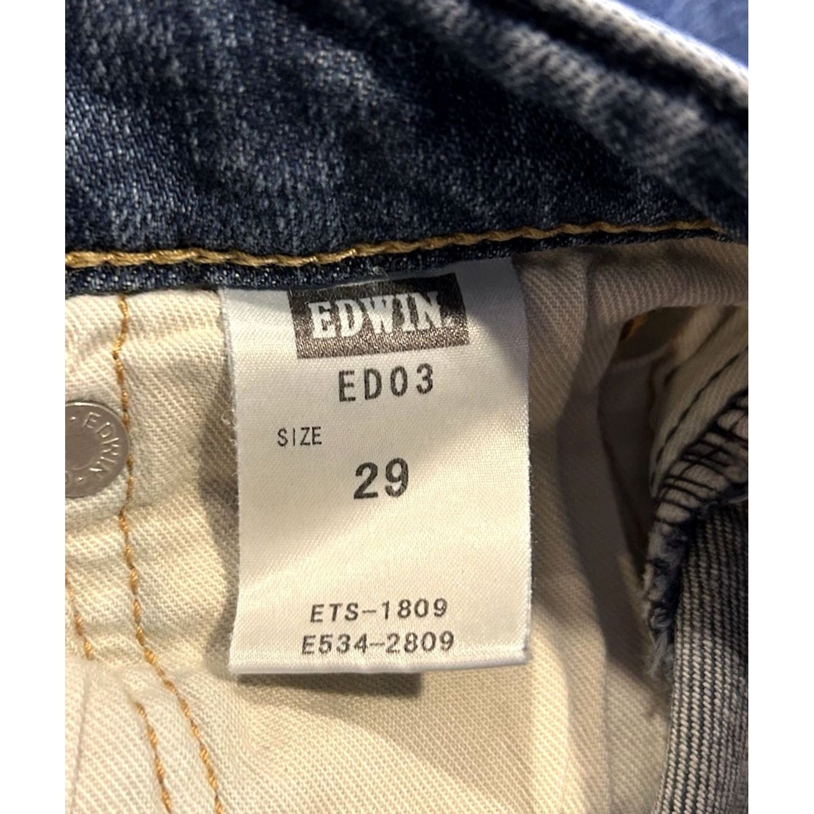 Edwin Edwin Jeans Mens Blue Denim Slim Tapered 29x29 Distressed Whiskers Button Zip Logo 5-Pocket Japan Vintage No Size US 29 - 5 Thumbnail