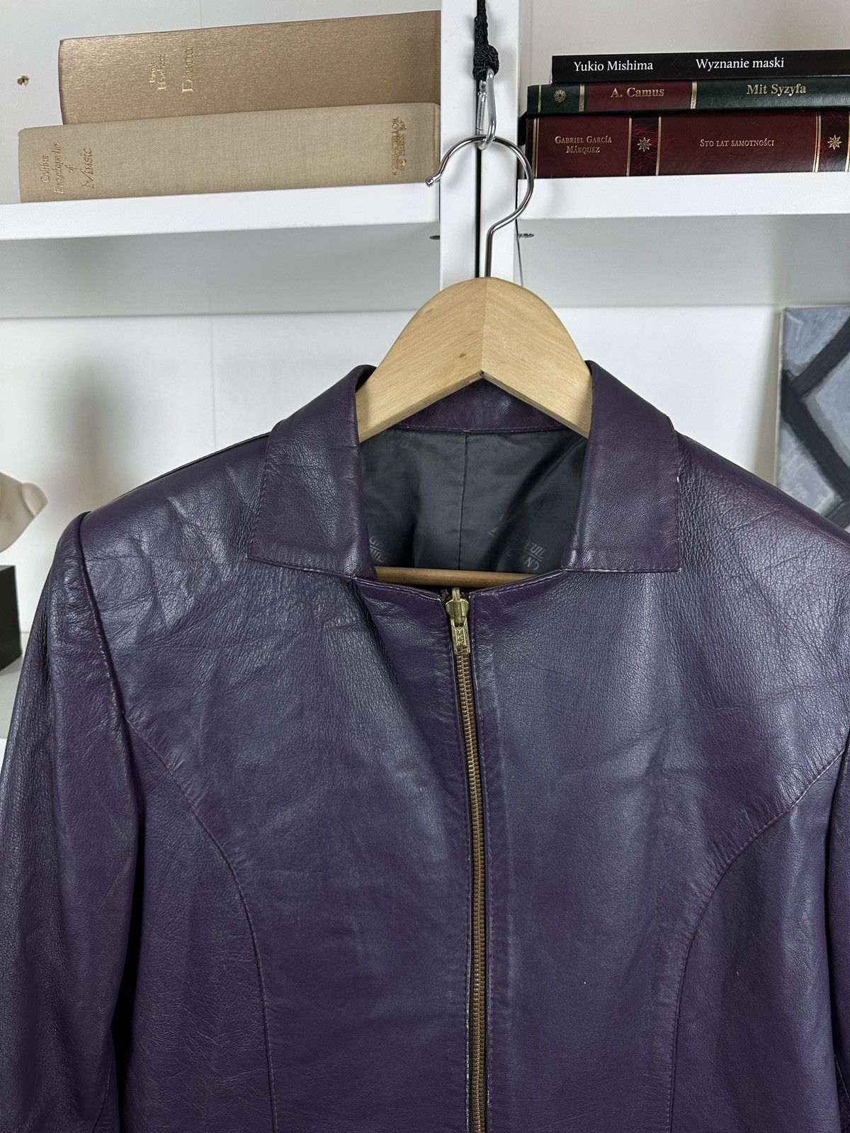 Other Vintage purple leather cropped slim biker jacket Size M / US 6-8 / IT 42-44 - 4 Thumbnail