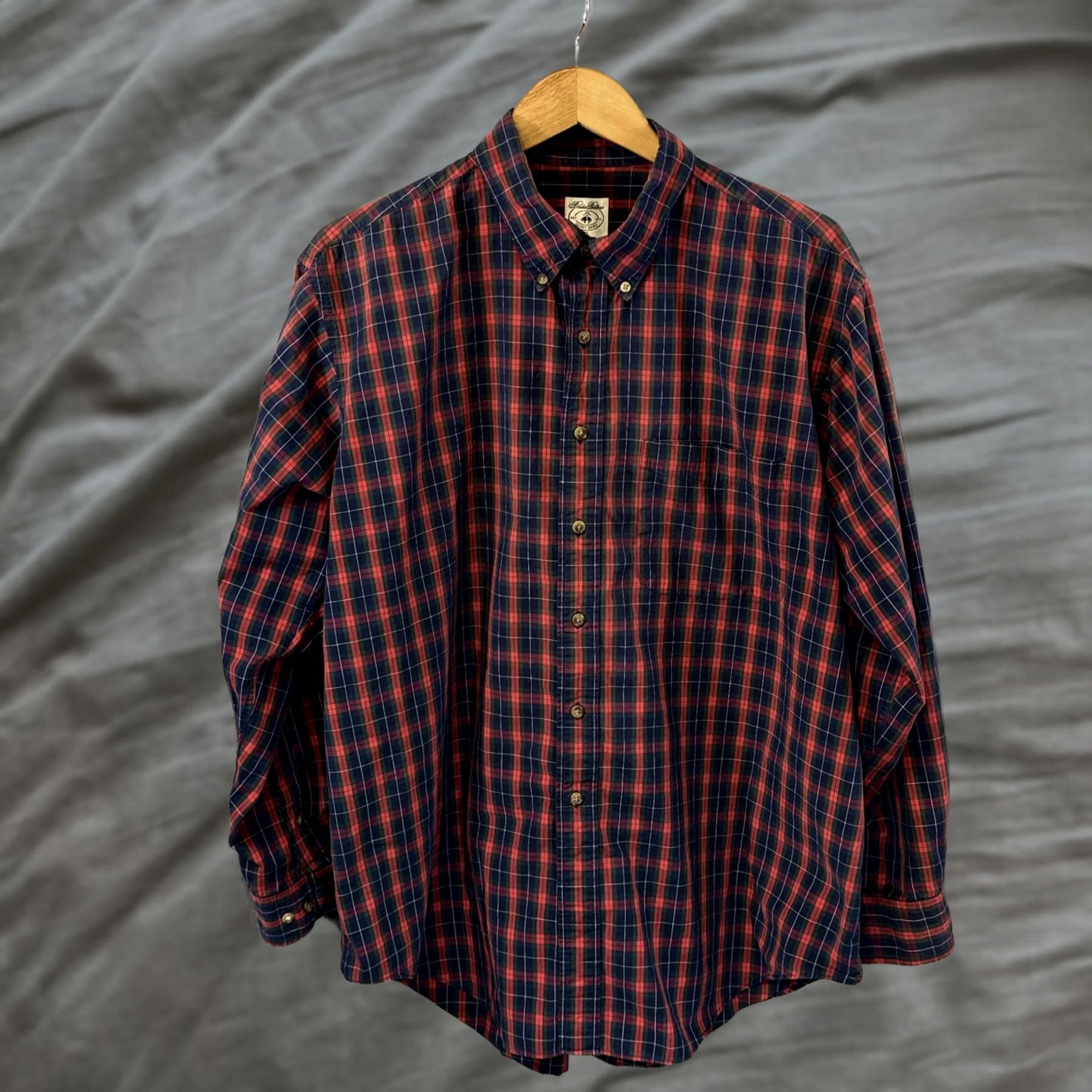 Brooks Brothers VINTAGE Brooks Brothers Mens XL Red Blue Plaid Button Down All Cotton Hong Kong Shirt Size US XL / EU 56 / 4 - 1 Thumbnail