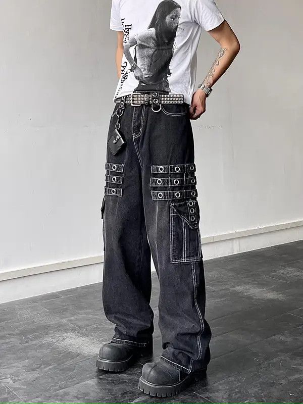 VIBE Cargo Denim Jeans, Stack Jeans, y2k Cargo Jeans Size US 30 / EU 46 - 7 Thumbnail