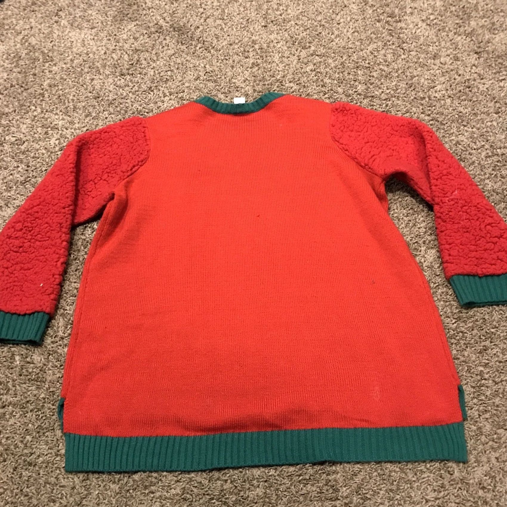 Vintage Women Red Sequin Santa Claus & Unicorn Tinsel Holiday Christmas Sweater 1X B3 Size XL / US 12-14 / IT 48-50 - 3 Thumbnail