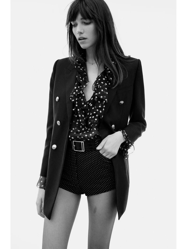 Saint Laurent Paris Saint laurent paris Black gun collar striped wool double-br Size XS / US 0-2 / IT 36-38 - 7 Thumbnail