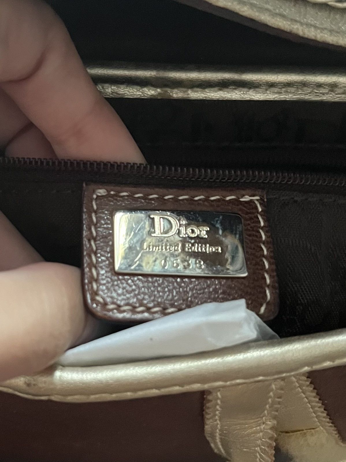 Dior Dior Brown Gold Leather & Fabric Saddle Bag Size ONE SIZE - 9 Thumbnail