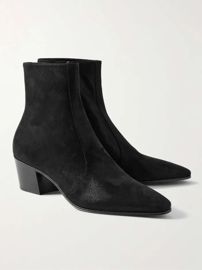 Saint Laurent Paris oc11z1225 732111 Vassili Boots in Shimmering Suede in Black Size US 8.5 / EU 41-42 - 6 Thumbnail