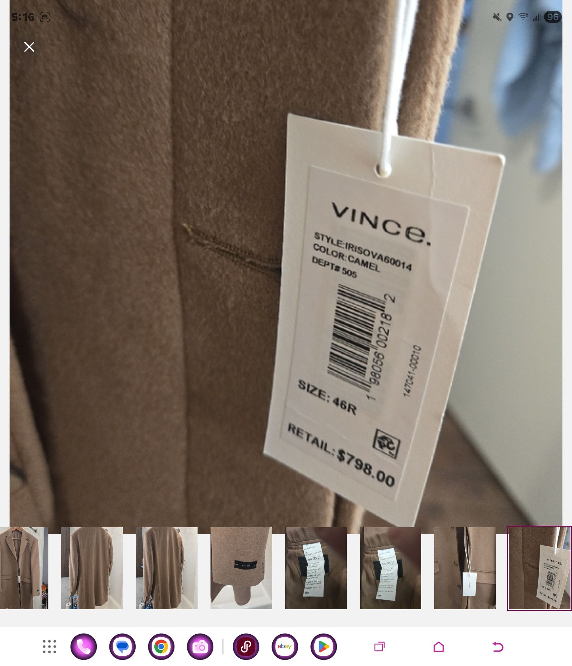 Vince Vince Camel Cashmere and Wool Coat 46R Size US XL / EU 56 / 4 - 7 Thumbnail