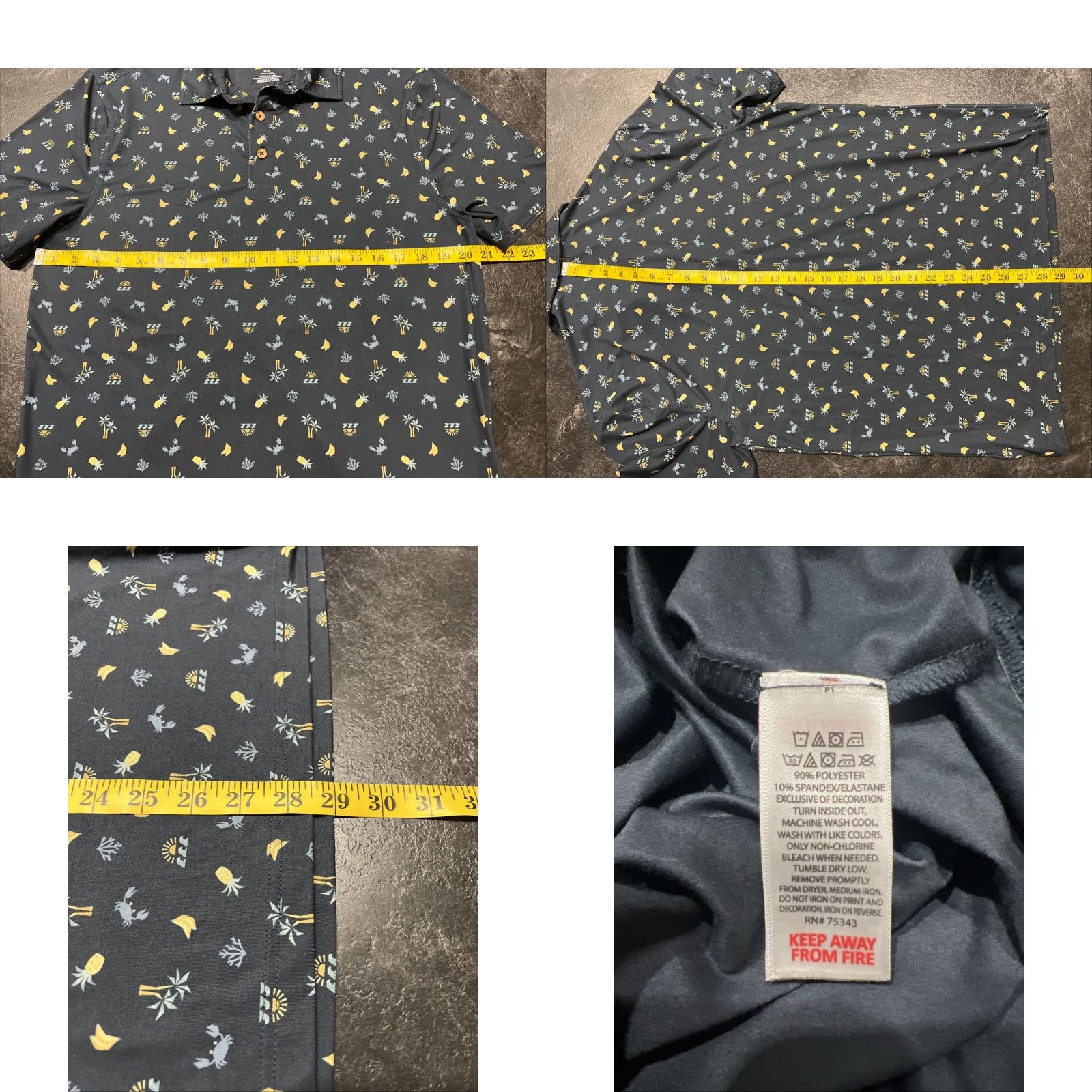Vintage C&C California Pineapples & Bananas Golf Polo Shirt M Blue Men Polo Shirt Banana Golf Size M Size US M / EU 48-50 / 2 - 8 Thumbnail