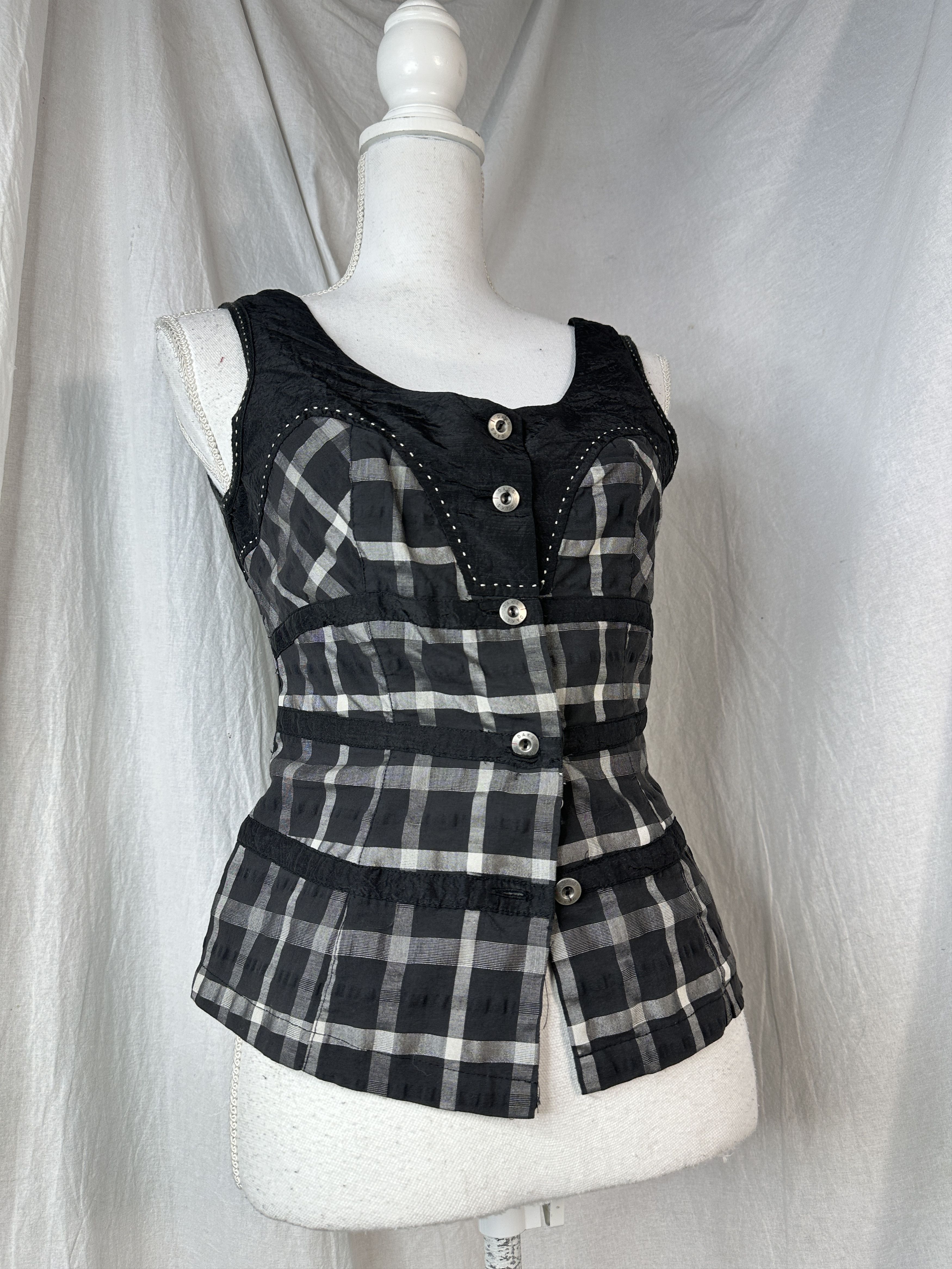 Vintage Vintage Avant Garde Archive 00s Checkered Buttoned Corset Size S / US 4 / IT 40 - 4 Thumbnail