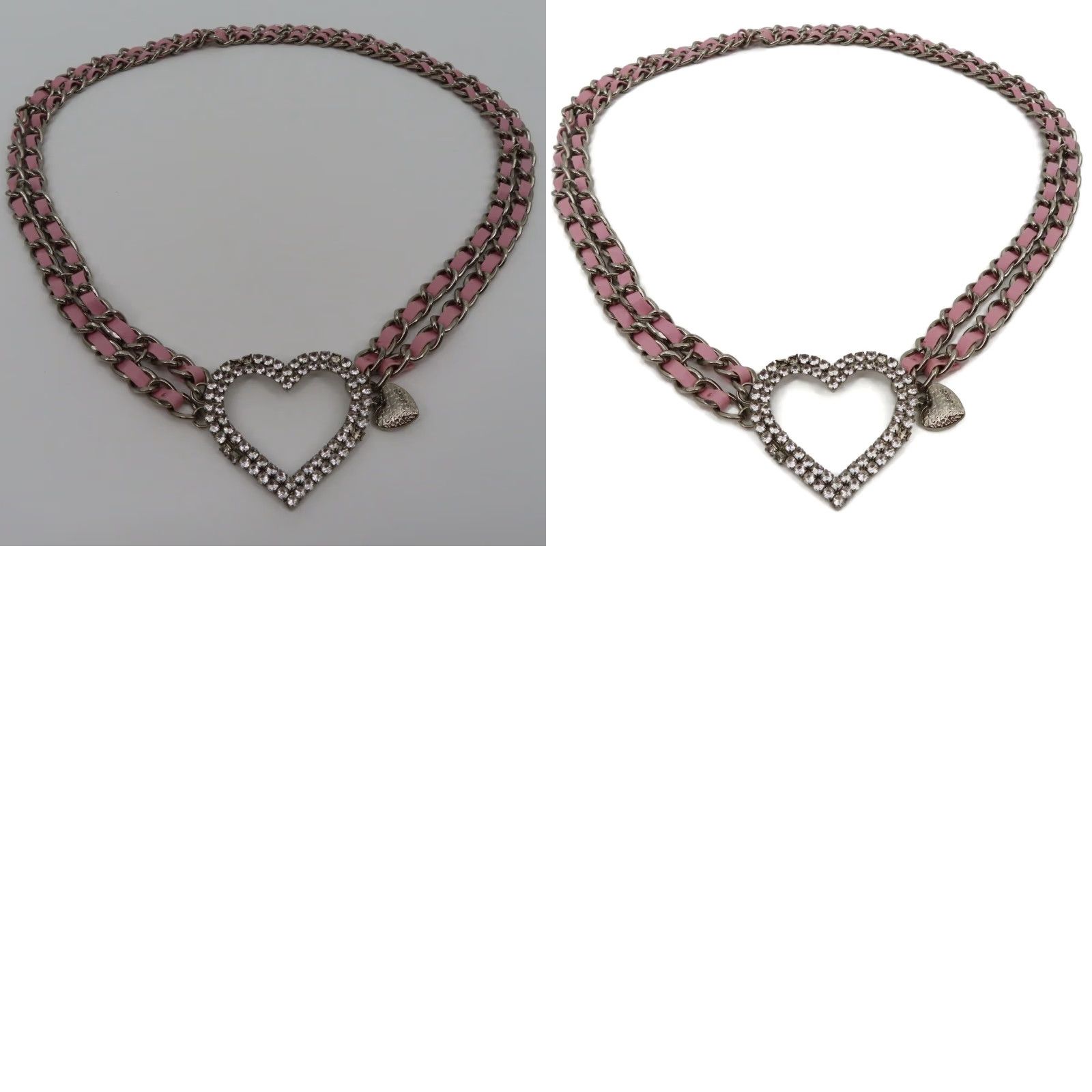 Vintage VINTAGE Silver Tone Metal Rhinestone Heart Chain Waist Belt Womens OSFM One Size Size ONE SIZE - 9 Thumbnail