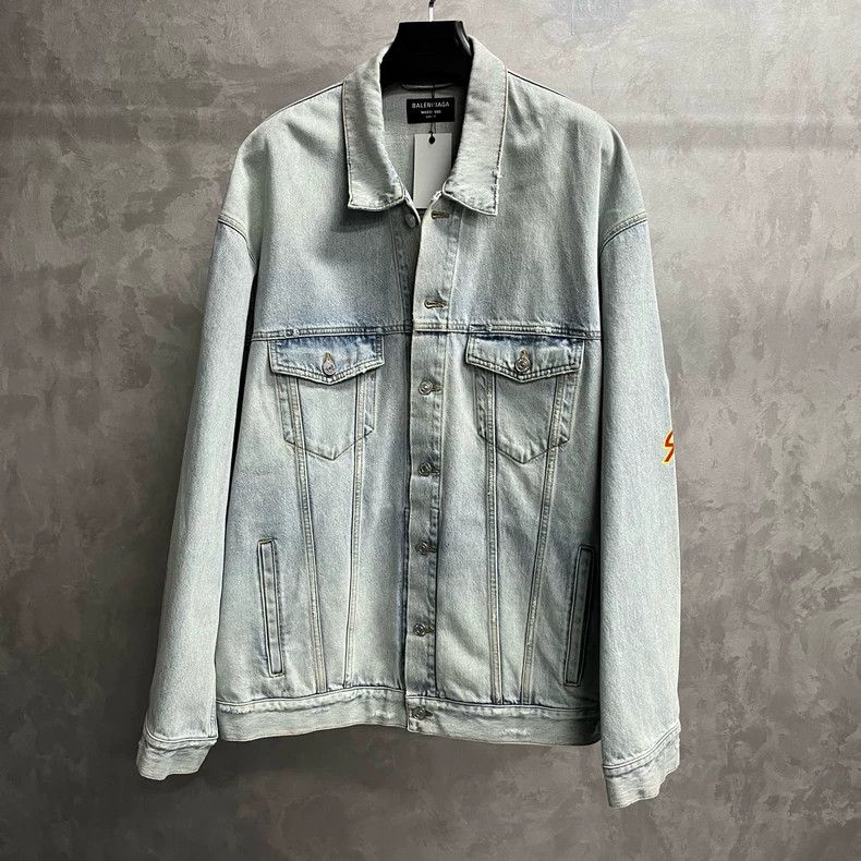 Balenciaga Blue Denim Long Sleeve Jacket Size US M / EU 48-50 / 2 - 1 Thumbnail