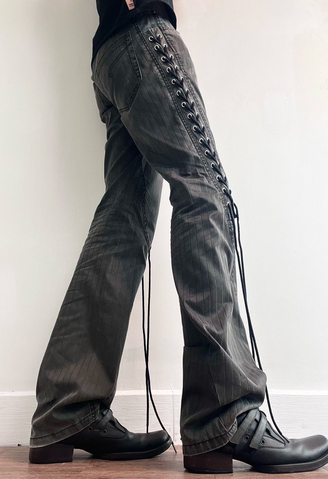 semanticdesign 2000s Semantic Design Lace Up Flared Pants Size US 33 - 2 Thumbnail