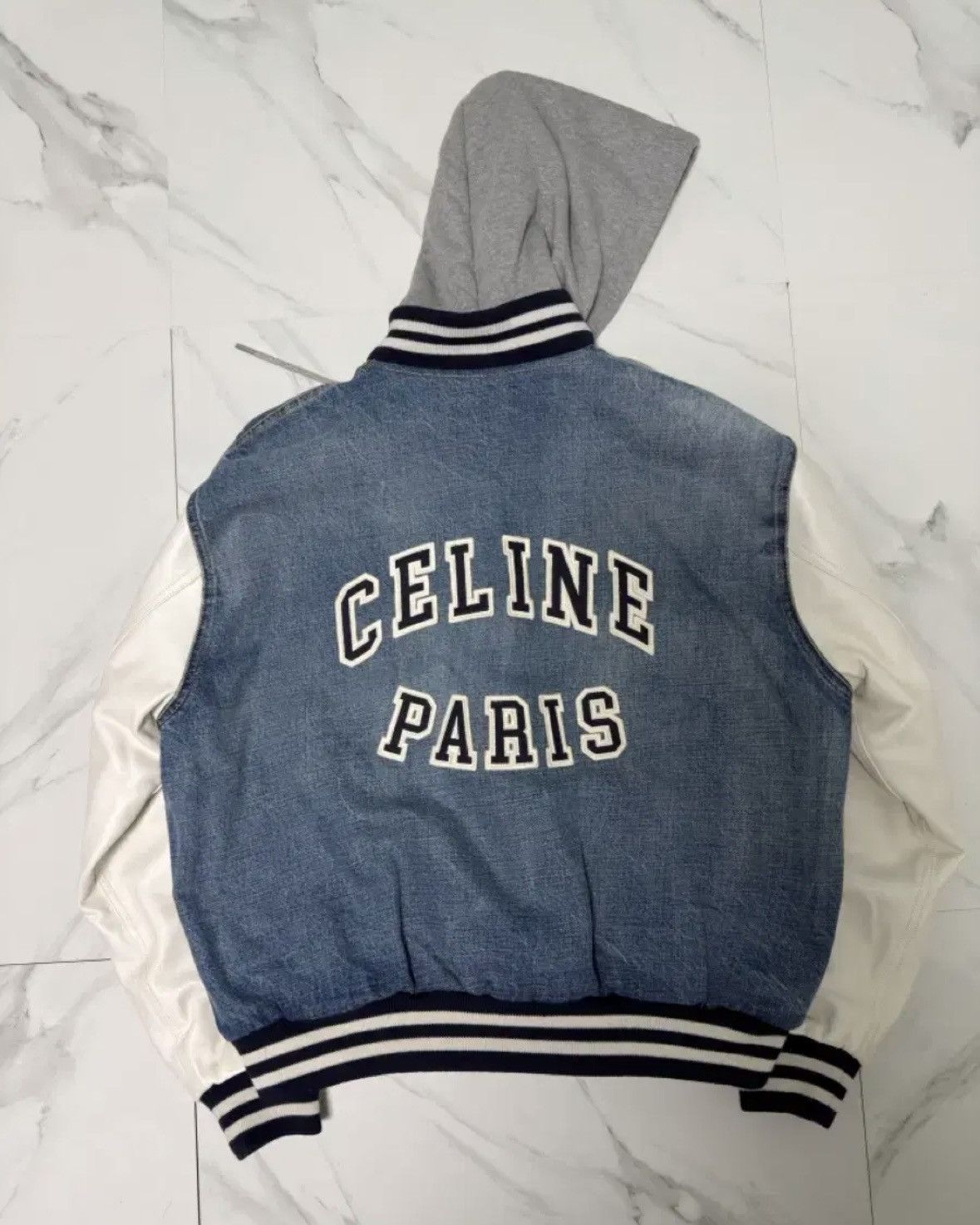 Celine Celine C Logo Denim Teddy Hood Varsity Jacket Size US L / EU 52-54 / 3 - 2 Thumbnail