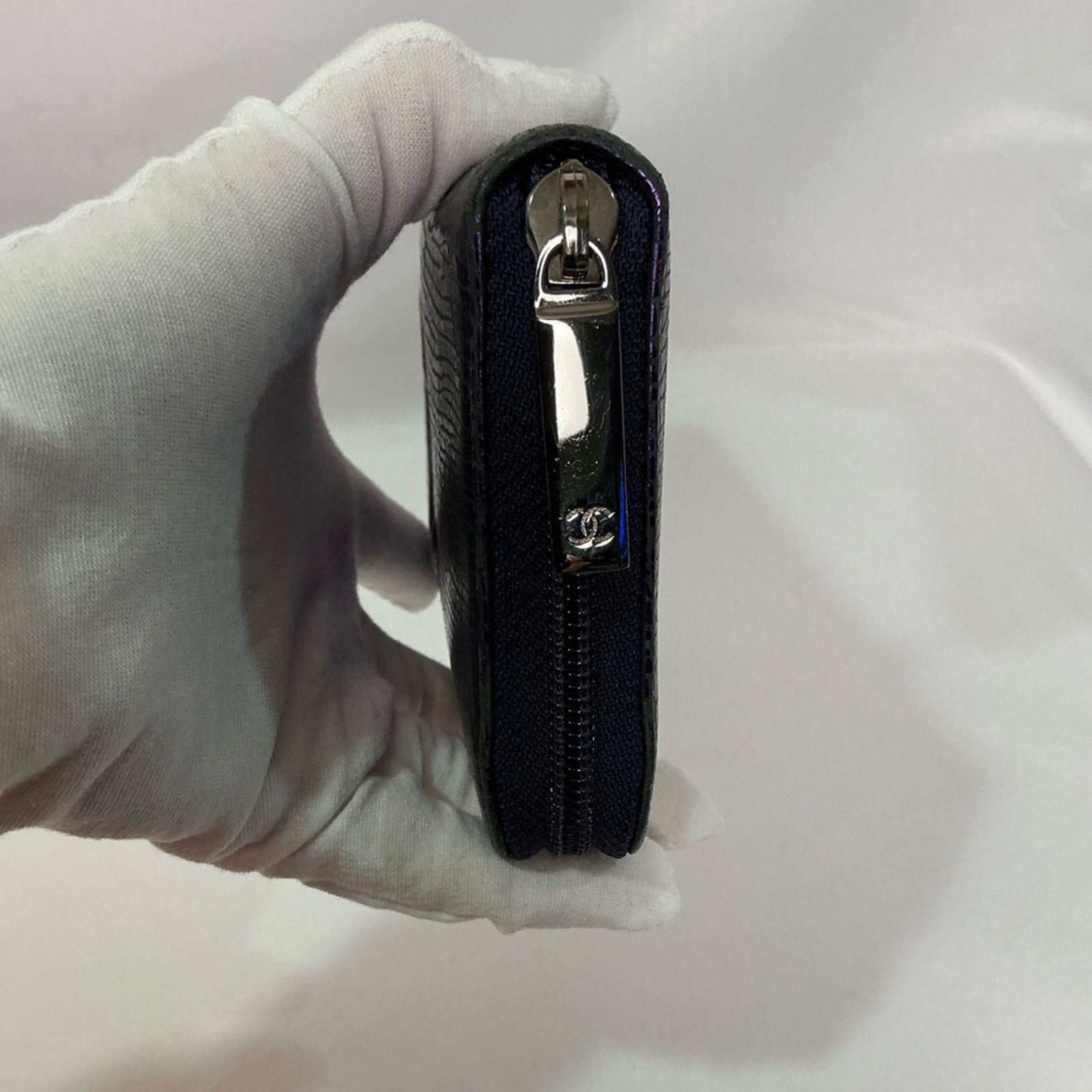 Chanel CHANEL Iridescent Purple Caviar Zip Lizard Embossed Wallet Size ONE SIZE - 8 Thumbnail