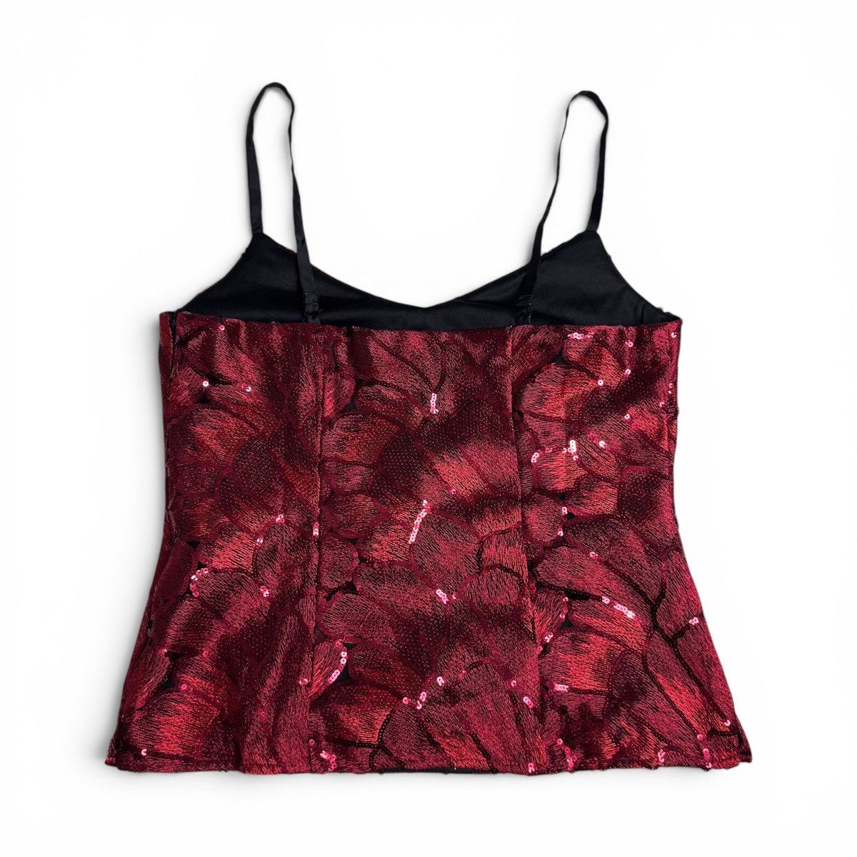 White House Black Market Y2K White House Black Market Red Floral Sequin Corset Tank Size XS / US 0-2 / IT 36-38 - 4 Thumbnail