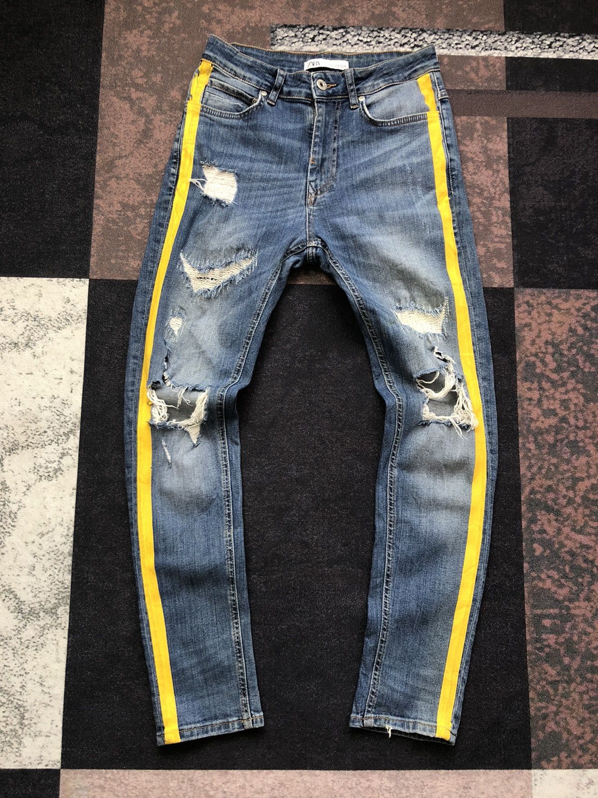 image of 30X28.5 OG Zara Premium Distressed Skinny Jeans in Blue, Men's