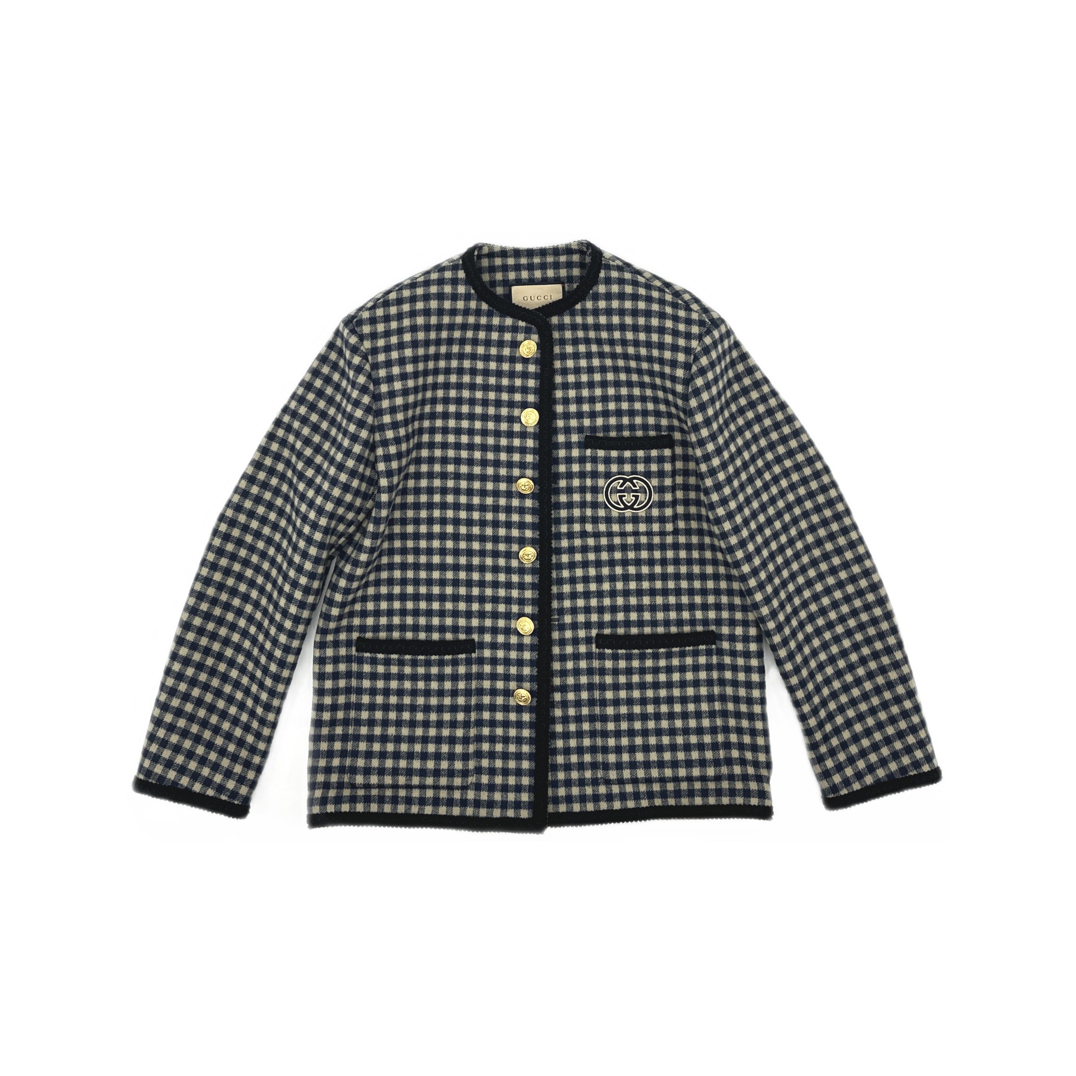 Gucci Gucci Plaid Collarless Wool Jacket Size S Size US S / EU 44-46 / 1 - 1 Thumbnail