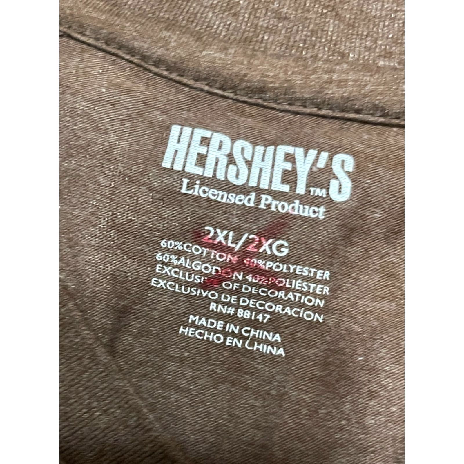 Vintage Hershey's Shirt Women's 2XL Brown LOVE V-neck T-Shirt Short Sleeve Pullover Casual Regular Size XXL / US 16-18 / IT 52-54 - 6 Thumbnail