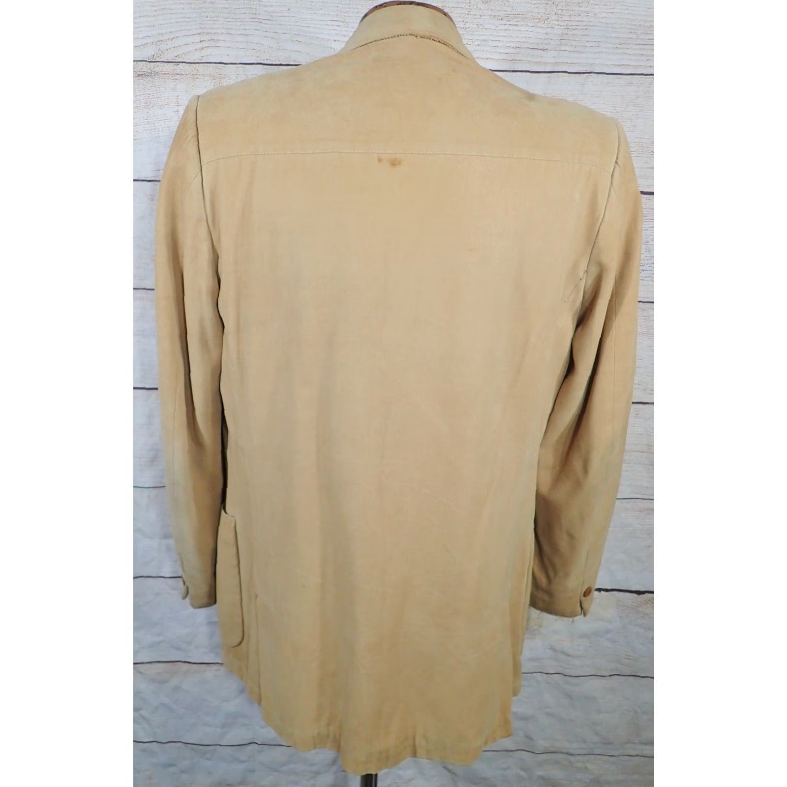 Vintage VINTAGE Mens Sport Coat Blazer Jacket 38R Brown Faux Leather Suede 50s 60s Retro Punk Designer Union Made USA Size 38R - 3 Thumbnail