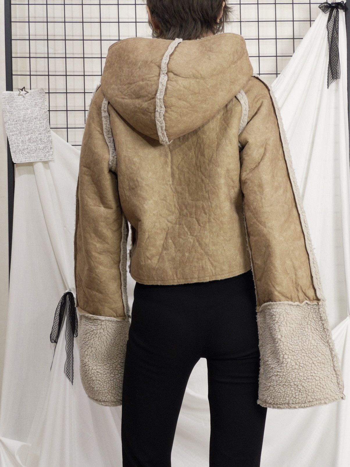 Vintage Uncle Sam Y2K Cropped Faux Shearling Jacket Size M / US 6-8 / IT 42-44 - 9 Thumbnail