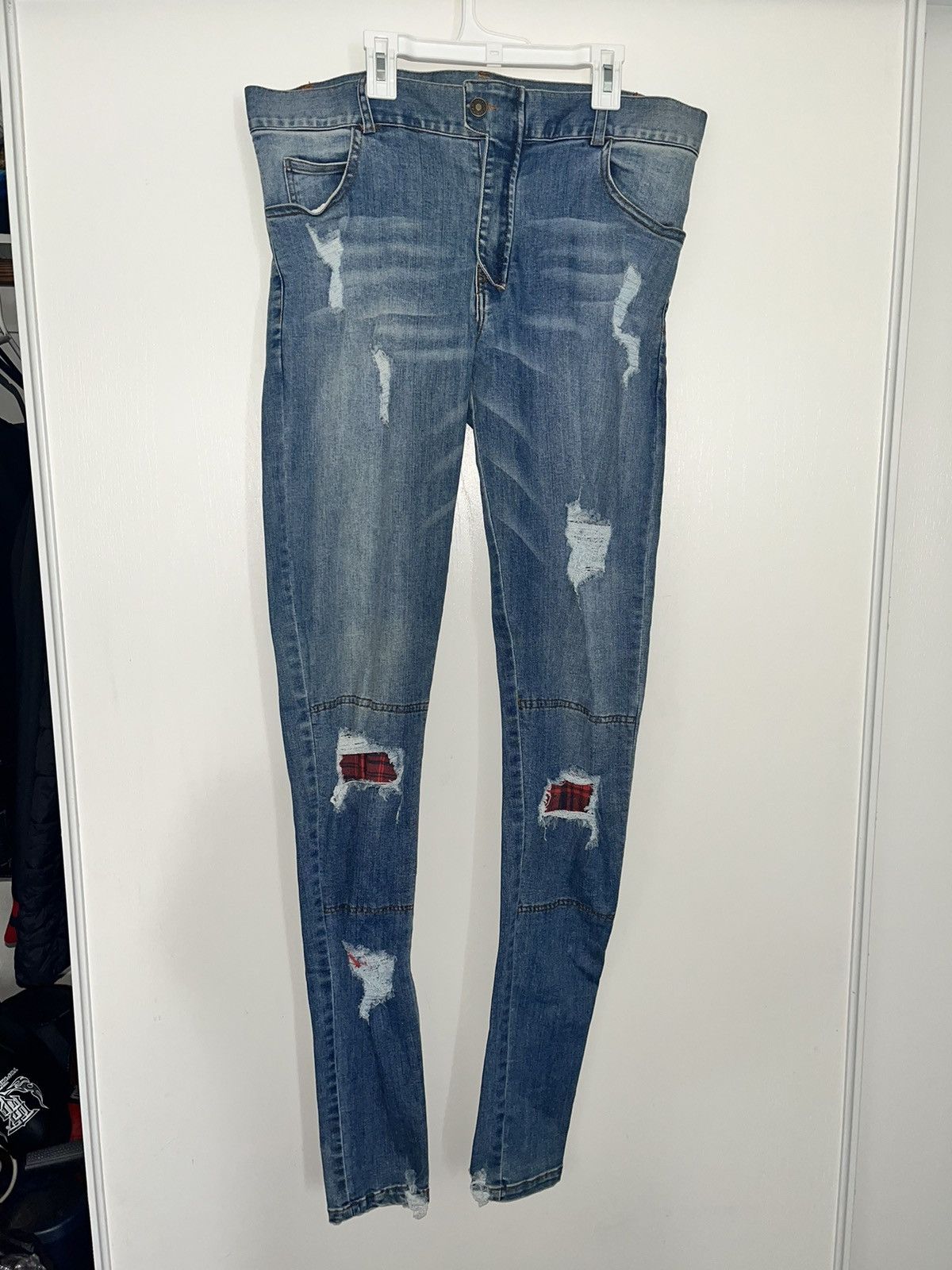 Levi's × Vintage Flannel Patched Distressed Denim Jeans Size US 36 / EU 52 - 3 Thumbnail