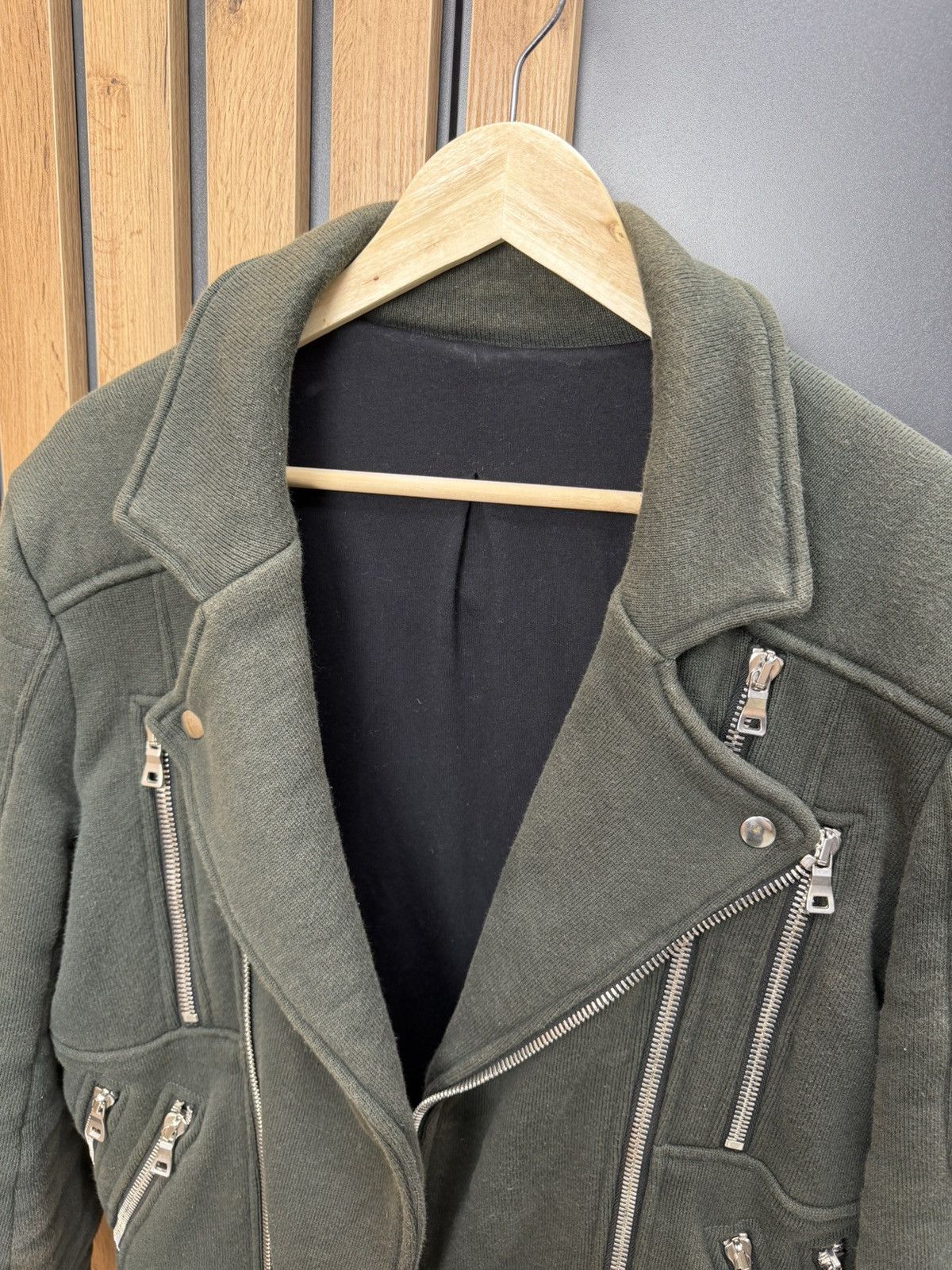 Balmain Balmain Biker Zip Jacket Faded Olive Size L Size US L / EU 52-54 / 3 - 21 Thumbnail