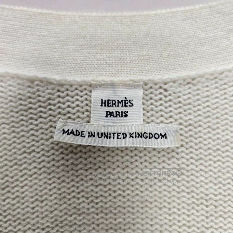 Hermes Hermes Ivory 64% Cashmere 36% Cotton Mid-Length Cardigan Size XS / US 0-2 / IT 36-38 - 4 Thumbnail
