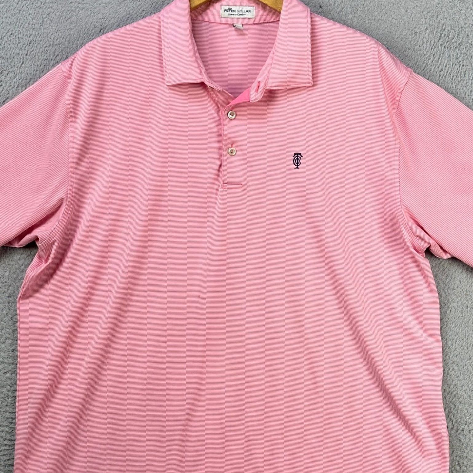 Peter Millar Peter Millar Summer Comfort Shirt Polo Men XL Pink Pinstripes Stretch Rugby Golf Shirt Size US XL / EU 56 / 4 - 2 Thumbnail