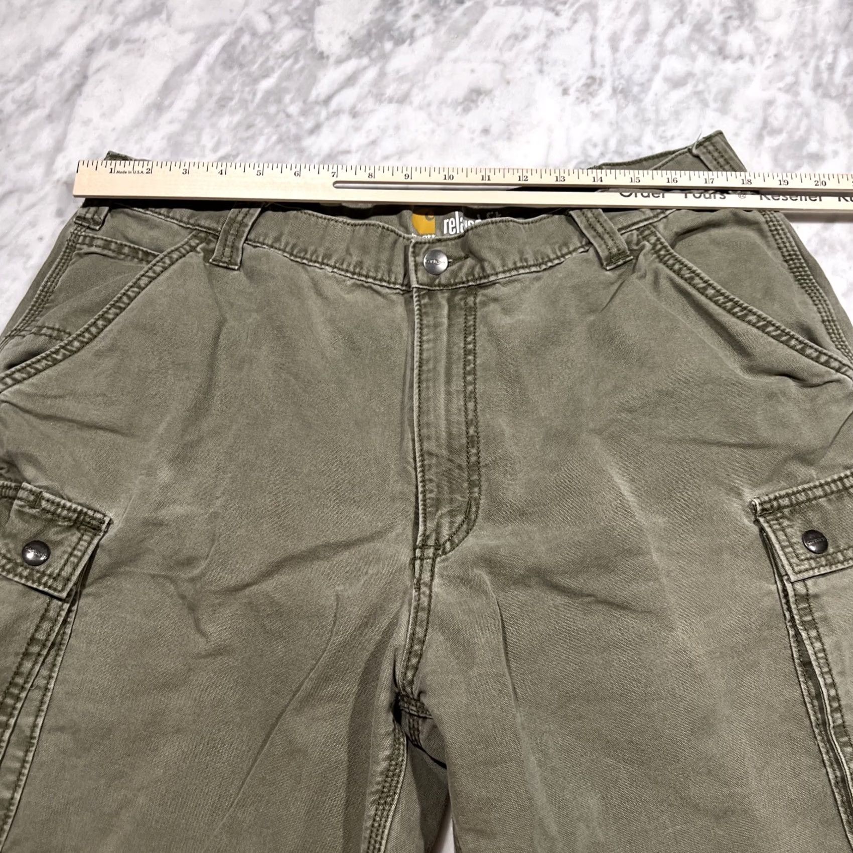 Carhartt Carhartt Mens Cargo Shorts - Green Canvas Workwear Size US 40 / EU 56 - 4 Thumbnail