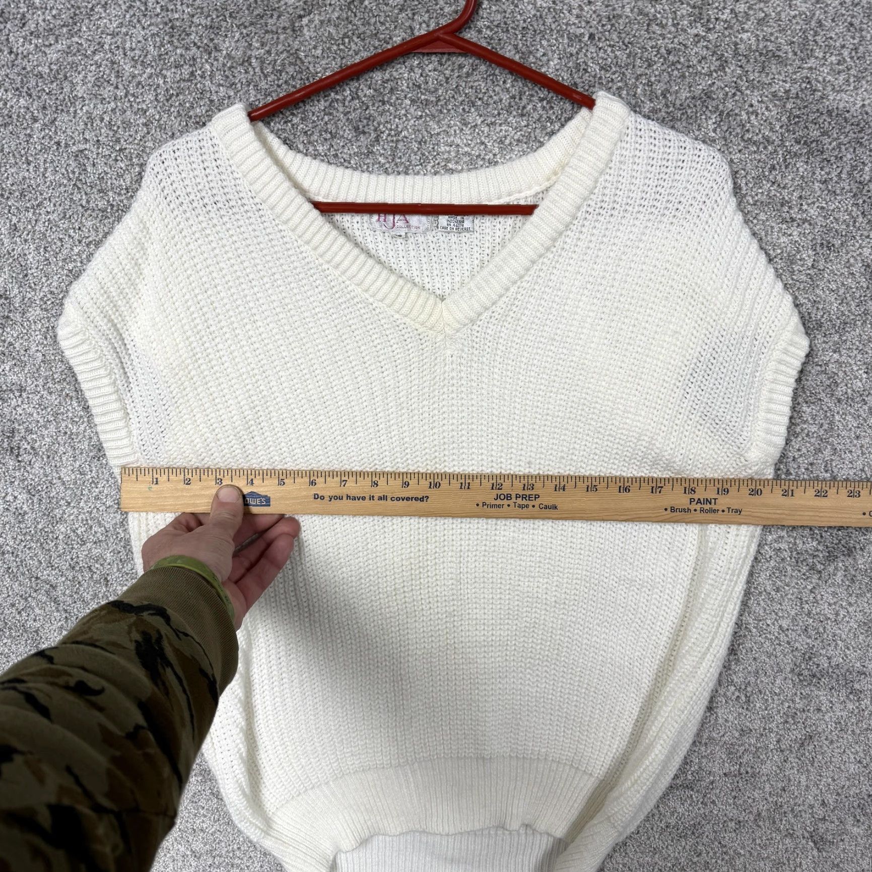 Vintage VINTAGE HJA Collection Sweater Vest Womens 38 Cream Chunky Knit V-Neck 80s 90s Size XS / US 0-2 / IT 36-38 - 3 Thumbnail