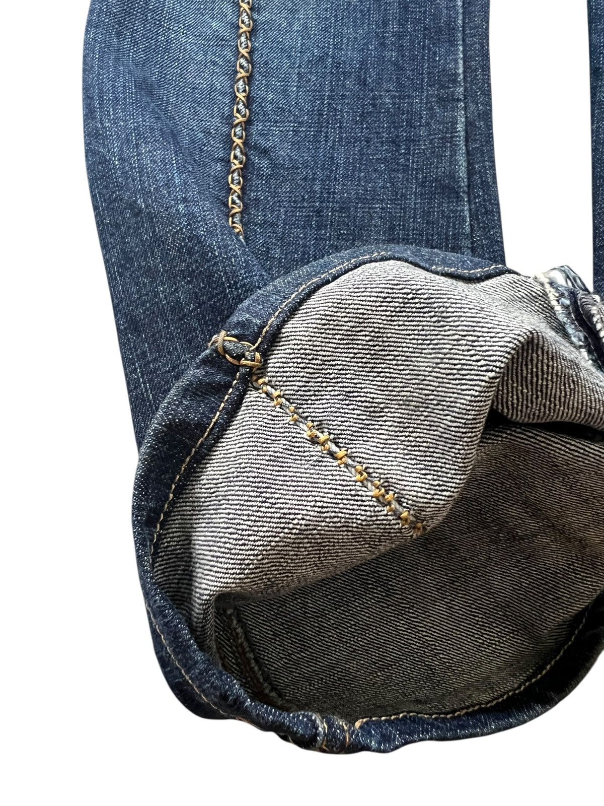 Obelisk 1990s Obelisk Stitching Flare Denim Leather Trim Size US 30 / EU 46 - 14 Thumbnail