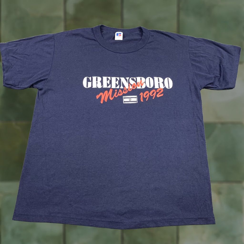 Russell Athletic VINTAGE Russell Athletic T Shirt Israel Flag Greensboro 90s Single Stitch USA Crew Neck Short Sleeve Large Blue Mens Size US L / EU 52-54 / 3 - 1 Thumbnail