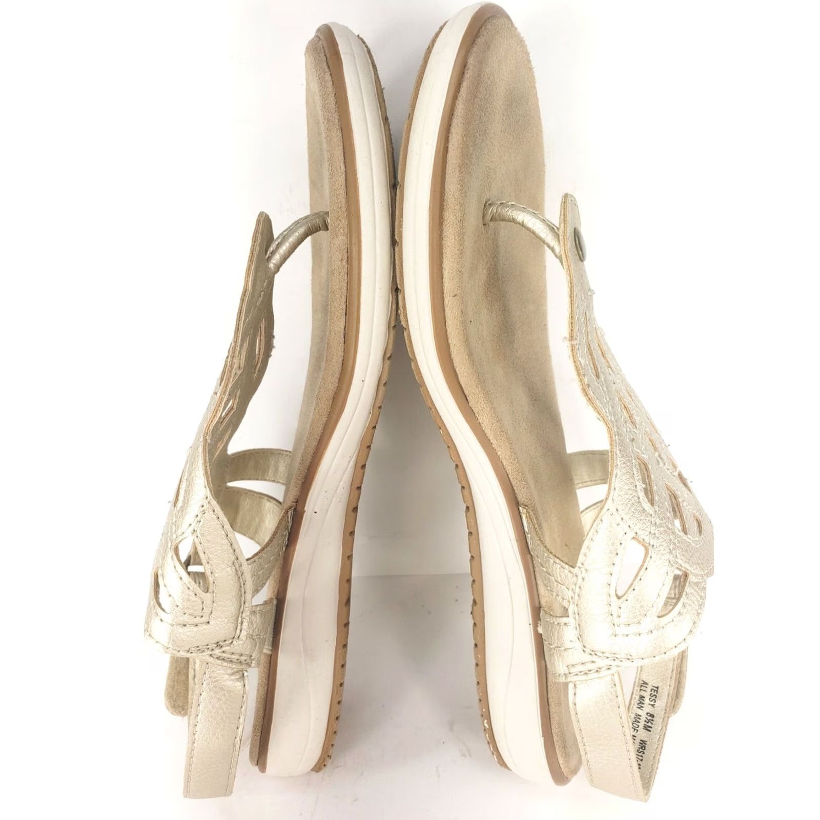 Vintage Kim Rogers Tessy Slingback Flat Sandals Women's 8.5M Light Gold Size US 9 / IT 39 - 7 Thumbnail