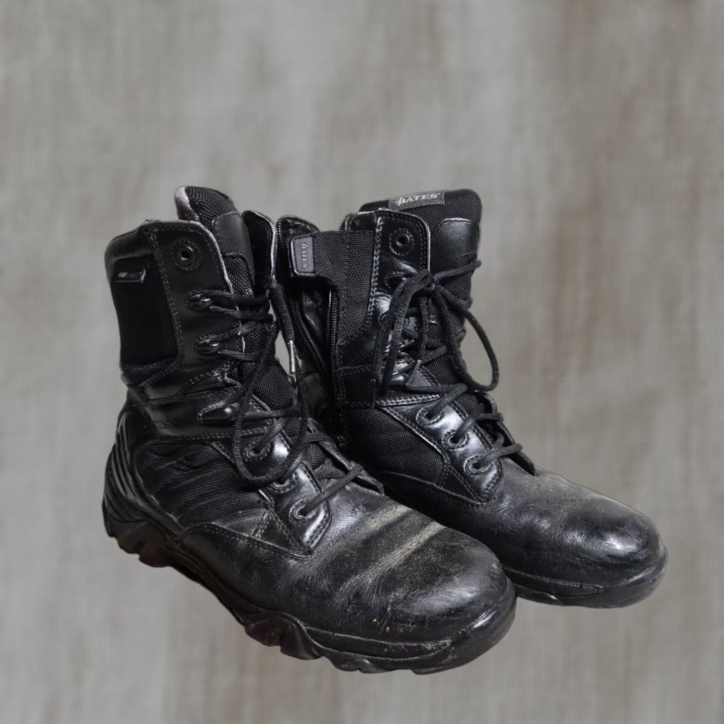 Vintage BATES Tactical Combat Boots Black Leather Adult Men's Size 9.5 Side Zip Insulated Non-Metallic Slip Resistant Size US 9.5 / EU 42-43 - 1 Thumbnail