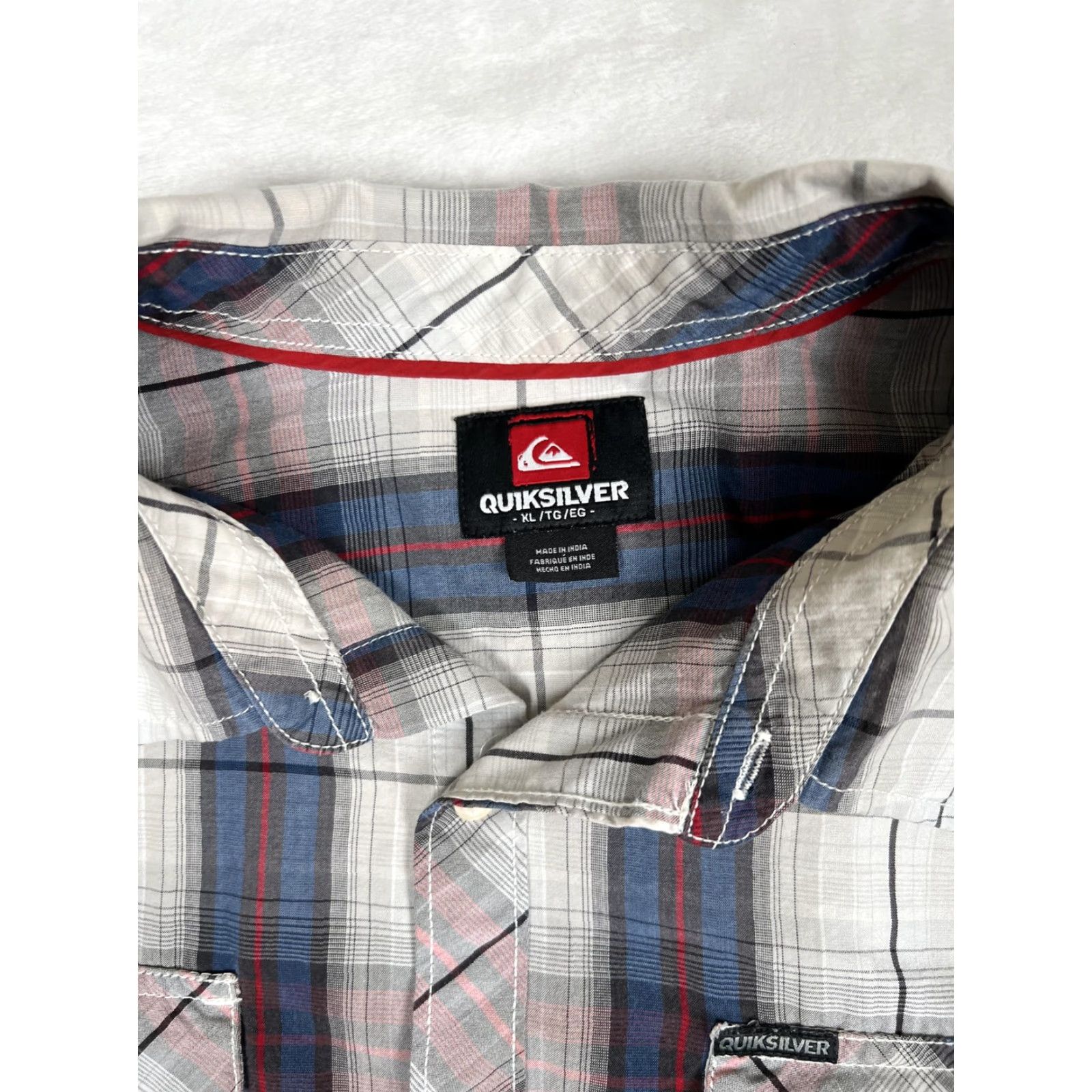 Quiksilver Quiksilver Shirt Mens XL Gray Blue Plaid Short Sleeve Button Front Casual Summer Size US XL / EU 56 / 4 - 2 Thumbnail